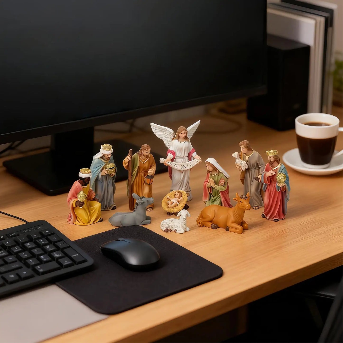 High-concerned Christmas Nativity Resin Manger Figurines Decor