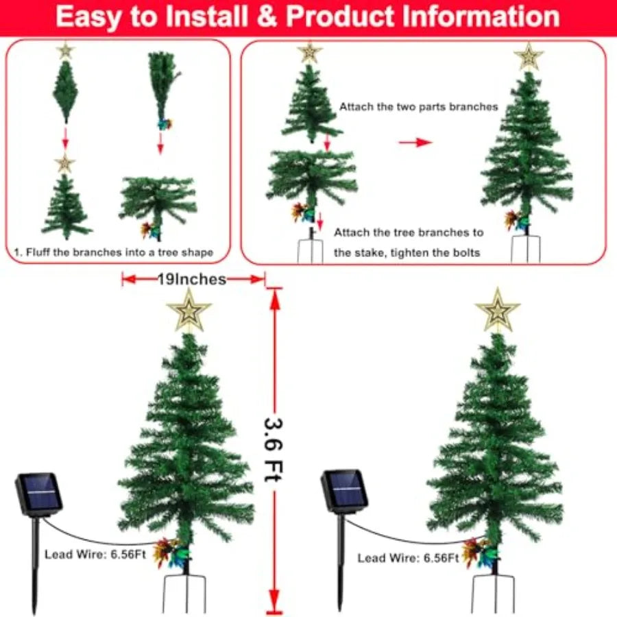 NoHign 2Pack Solar Christmas Tree Lights 100 LED Outdoor Decor