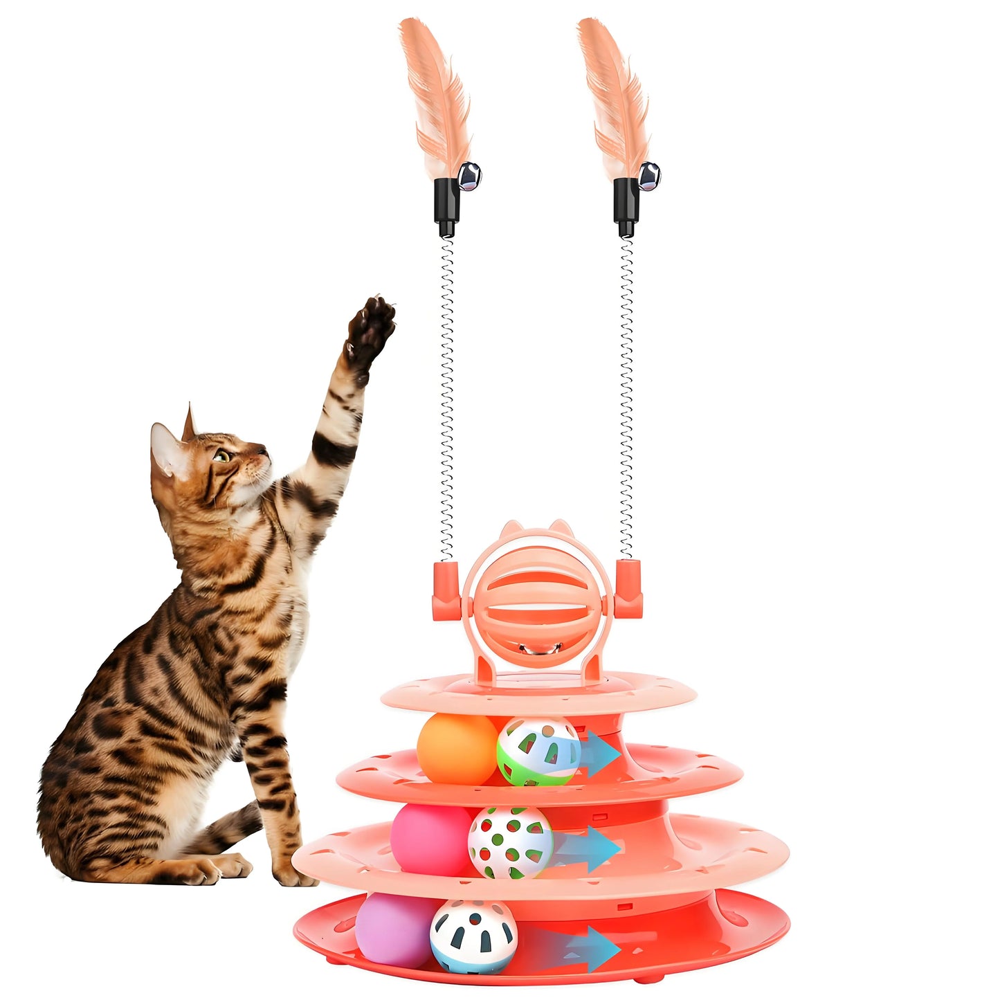 Zhejiang Premium UltraMultisensory Interactive Cat PuzzleBall Featuring TeaserWands