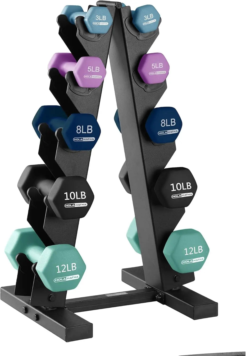 Neoprene Dumbbell Free Hand Weight Set with Rack