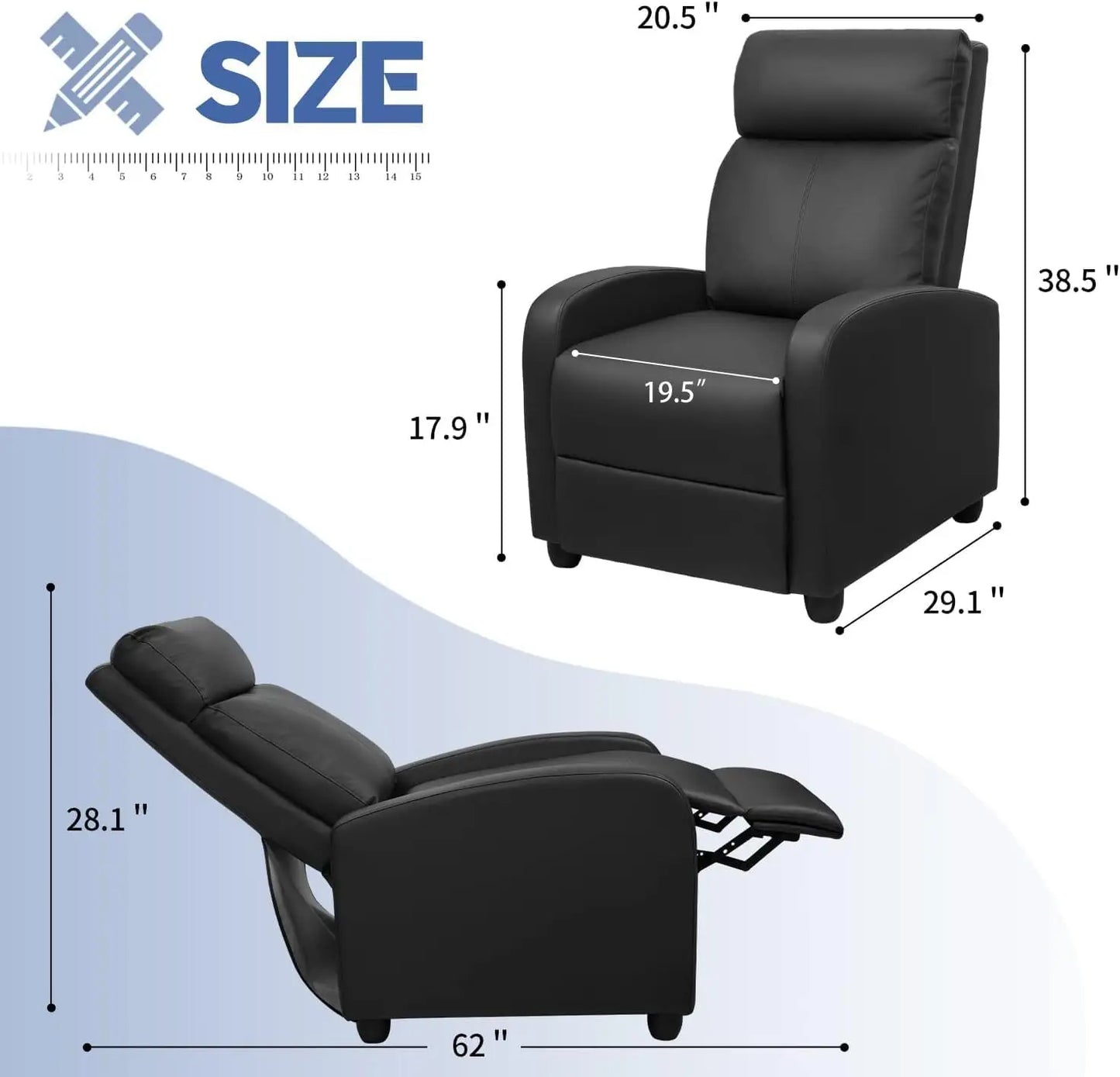 Massage Recliner Chair PU Leather Home Theater Seating