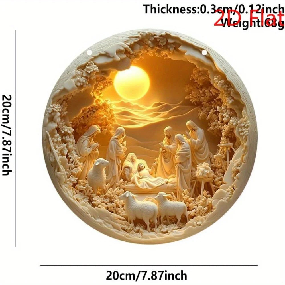 2D Bohemian Nativity Wall Hanging – Floral Christmas Decor for Living Room, Bedroom & Holiday Parties
