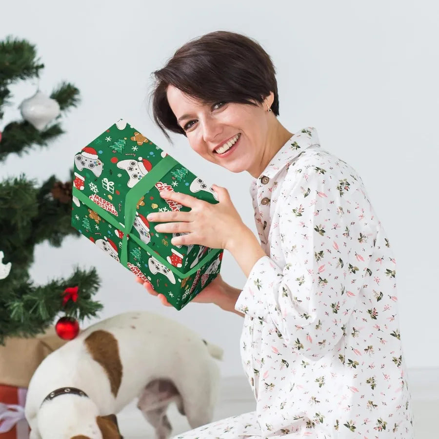 Christmas Wrapping Paper With Holiday Tree Merry Christmas