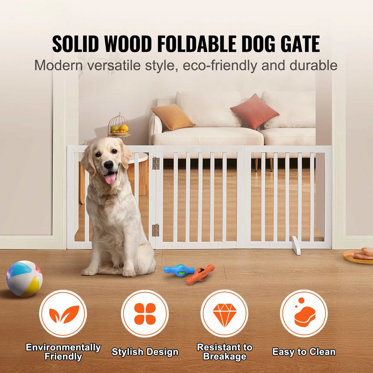 SucceBuy Free Standing Dog Gate Foldable Expandable Barrier