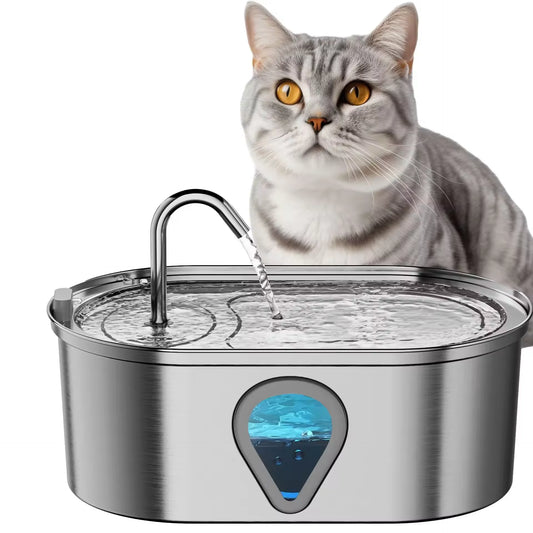 NPET Automatic Cat Water Fountain With StainlessSteelReservoir And TransparentWindow