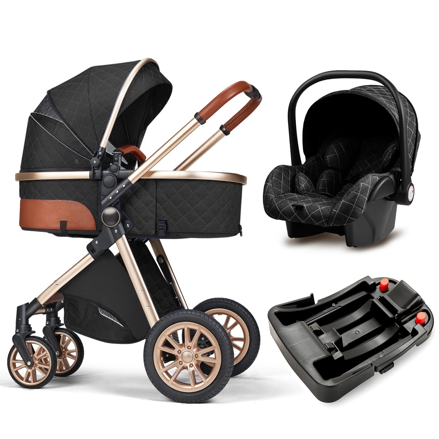 Fashion Baby Stroller 3 in 1 Baby Travel System Newborn Baby Cart Portable Pushchair Baby Cradel Infant Carrier Free Shipping
