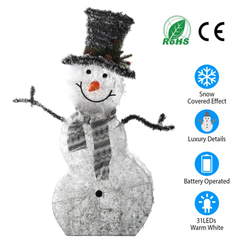 ANGDUO LED Lighted Christmas Snowman Decoration Collapsible Battery Operated