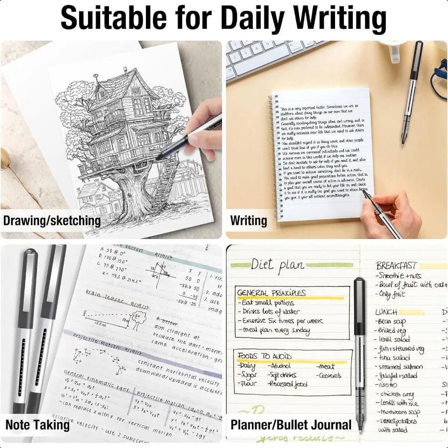 Hign-concerned Rollerball Pens Fine Tip 16 Pack Note Taking