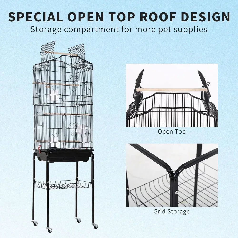 Gap Premium IndustrialStrength Avian Cage With Detachable Rolling Stand Parakeets