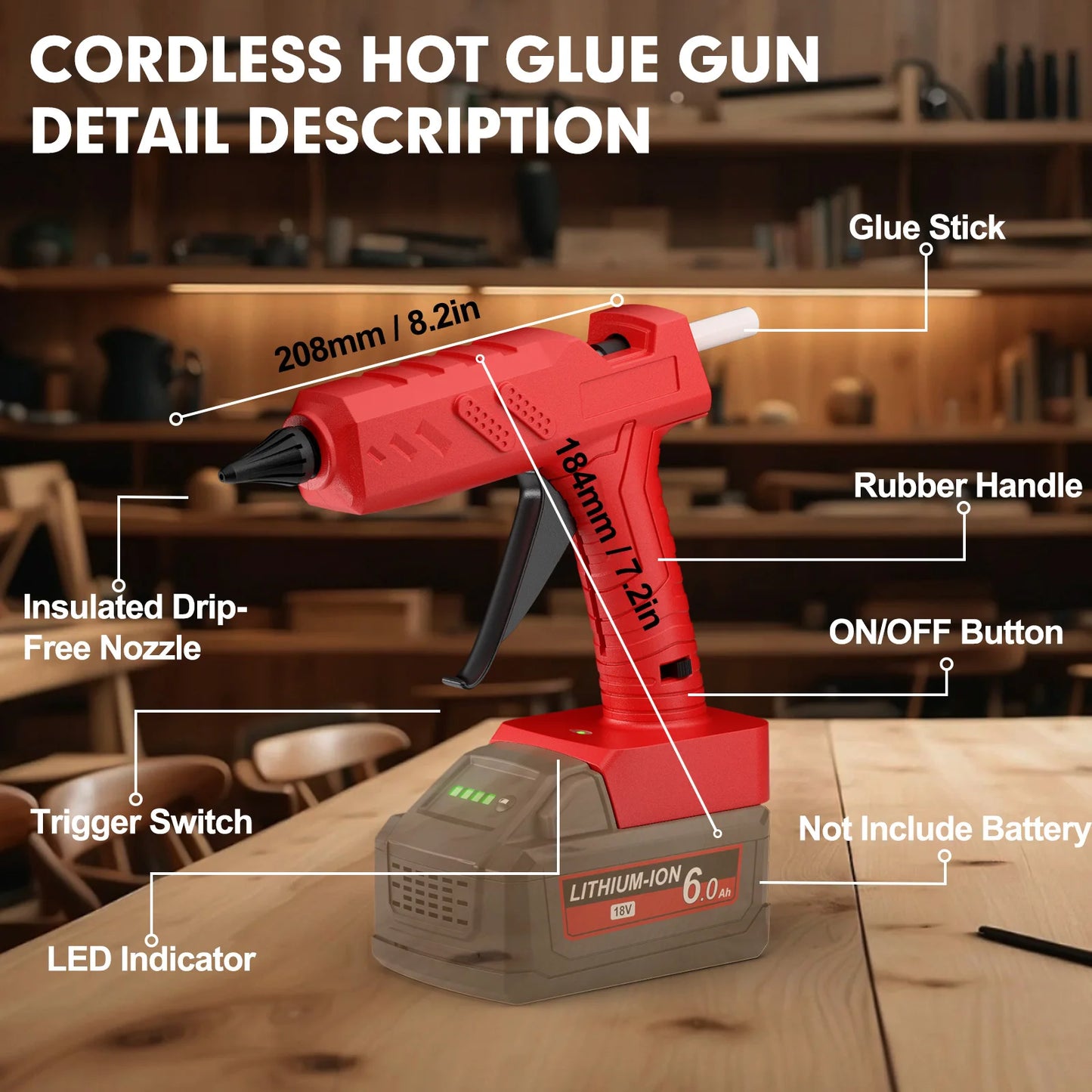 Synxiter Cordless Hot Glue Gun Milwaukee 18V Battery