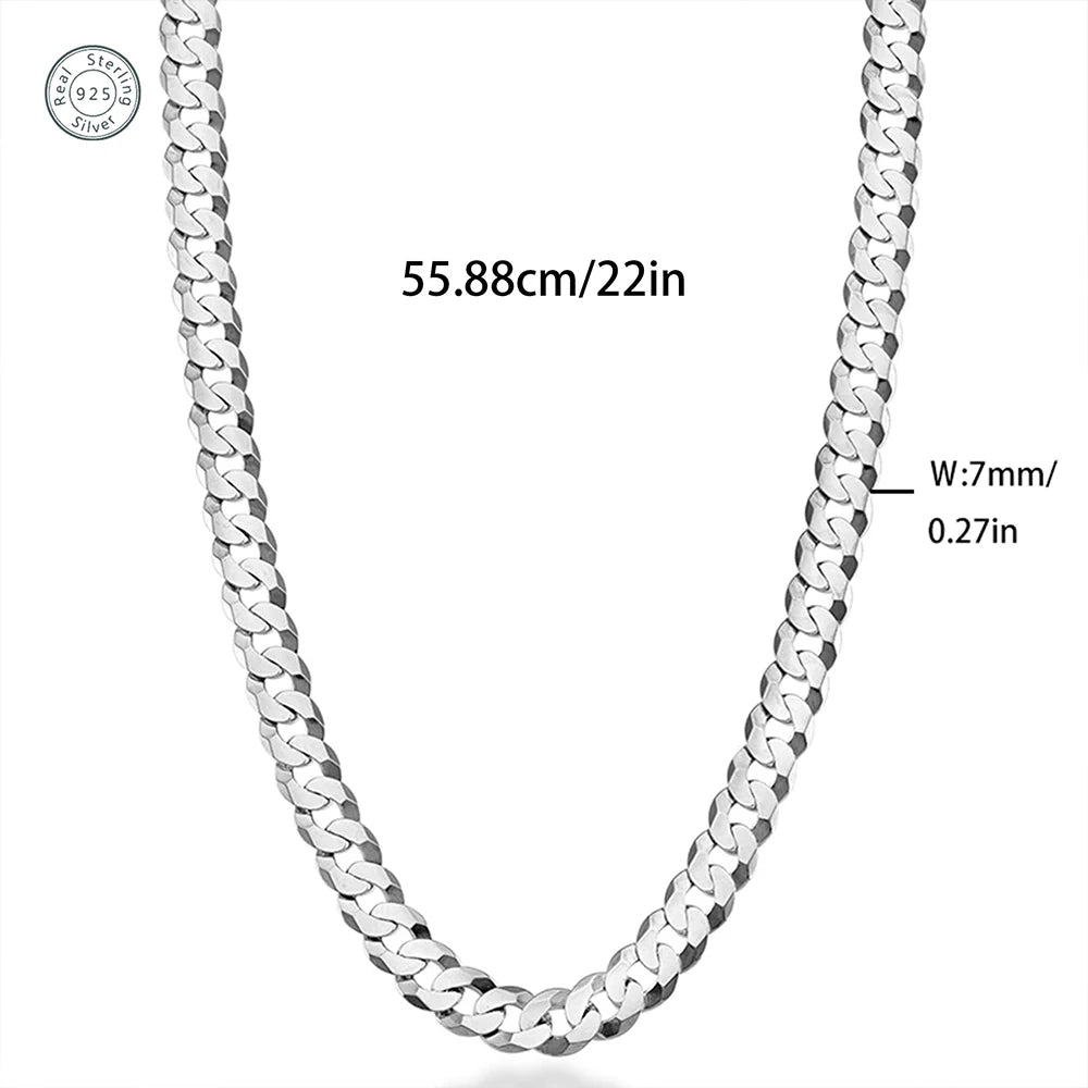 Certificate 925 Sterling Cuban Link Chain Necklace Men