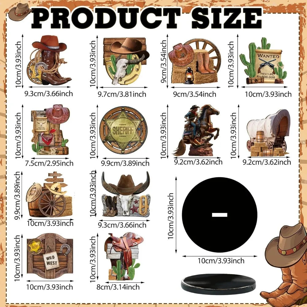 Western Cowboy Centerpieces Set of 12 for Party Tables