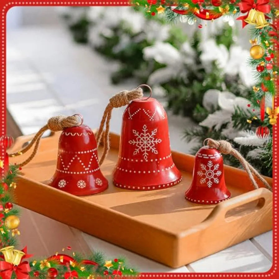 Christmas Snowflake Metal Cowbells Ornaments For Rustic Holiday Decor