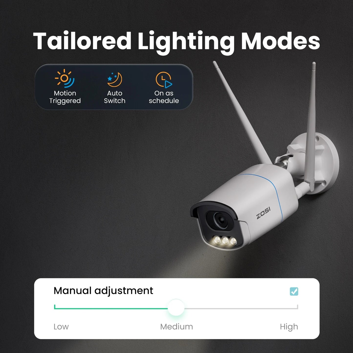 ZOSI C186A 4K 8MP/5MP Aurora Lux WiFi Camera True Full Color Night 2.4/5GHz WiFi AI Detection Outdoor HD CCTV Video Surveillance