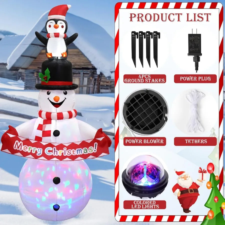Hign-concerned Snowman Inflatable With Rotating LED Lights Outdoor