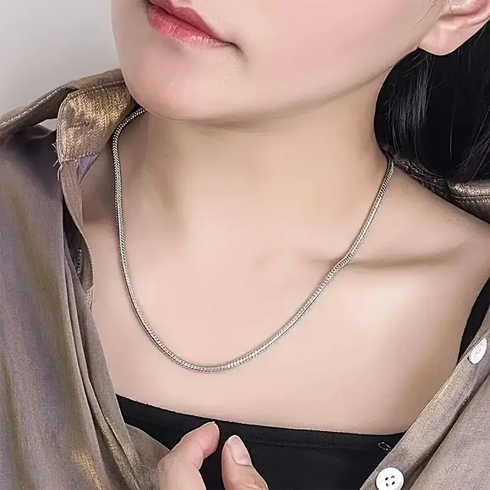 NGTC 925 Sterling Silver Snake Chain Necklace For Men Women
