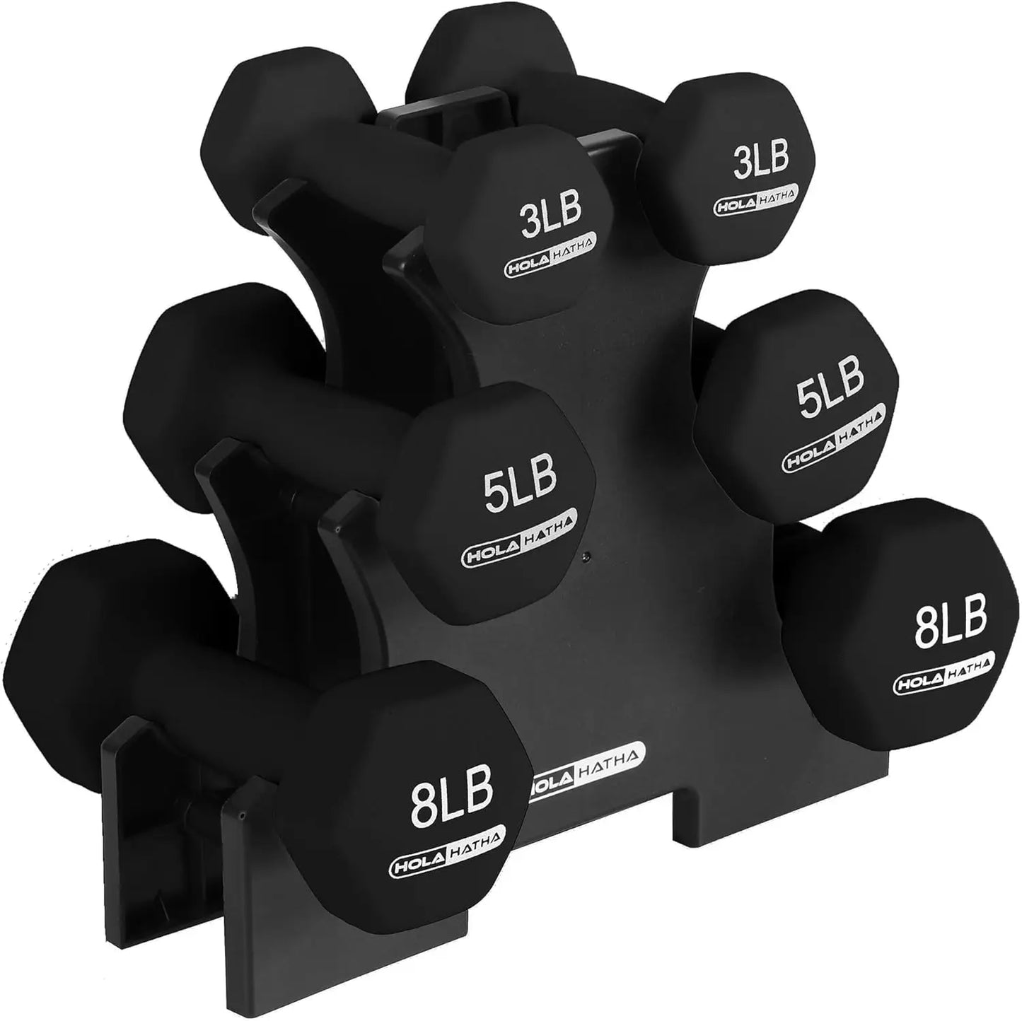 Neoprene Dumbbell Free Hand Weight Set with Rack