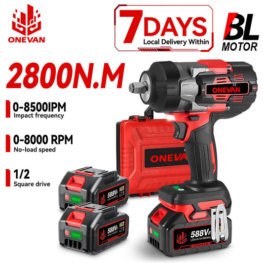 ONEVAN 18V Brushless Cordless Impact Wrench 8000RPM
