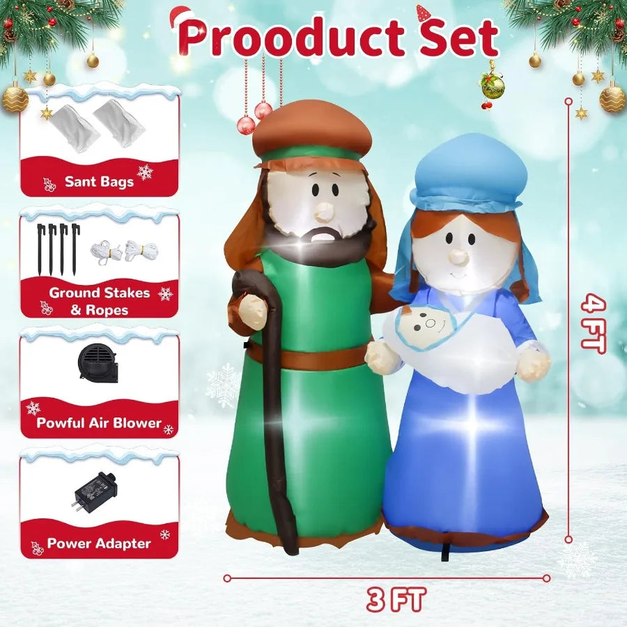 Hign Concerned Christmas Inflatable Nativity Scene With LED Lights