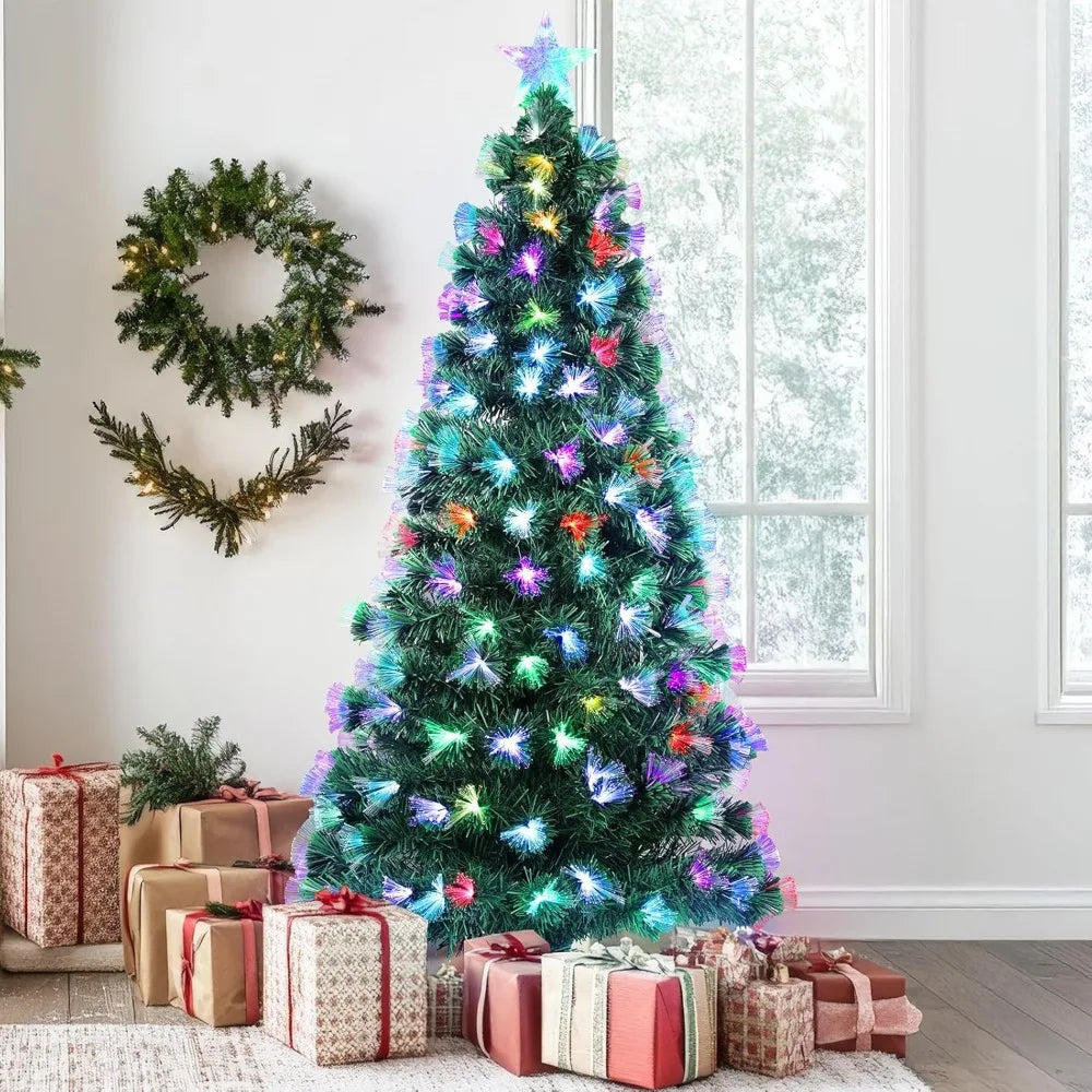 Artificial Pine Christmas Tree With Fiber Optic Branches And LED