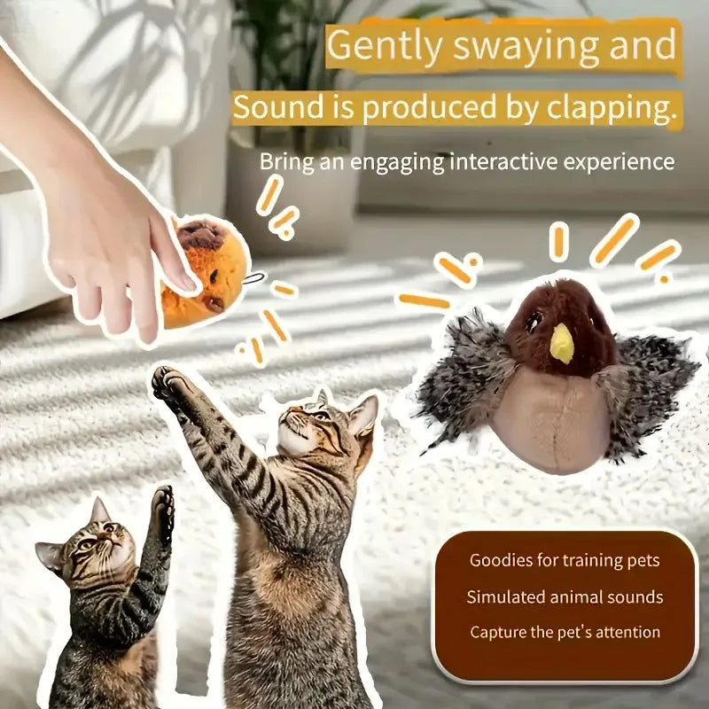 CN Guangdong InteractiveTouchActivated Flapping Bird Cat Toy Sparrow Chirping Sound