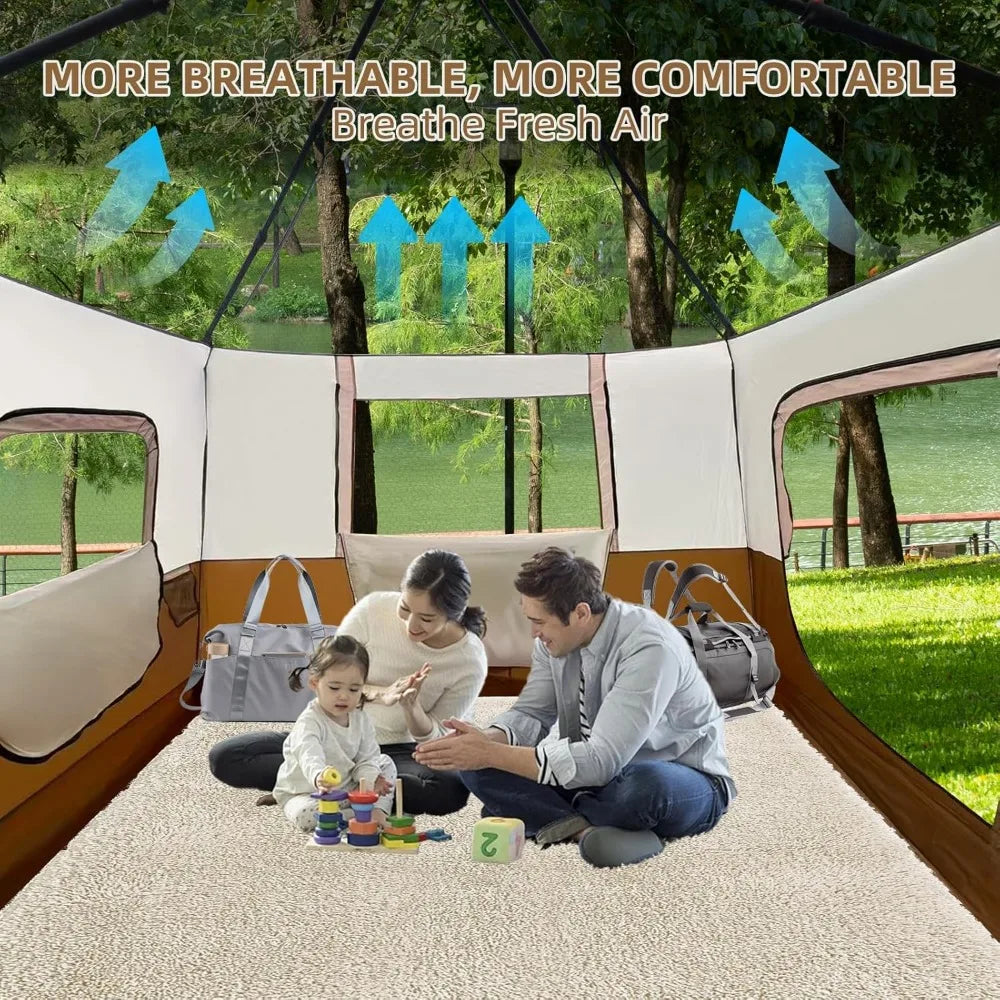 8 Person Instant Cabin Tents, Large Waterproof Tents for Camping, Family Tent Include Pre Installed Pole for Easy Installation,