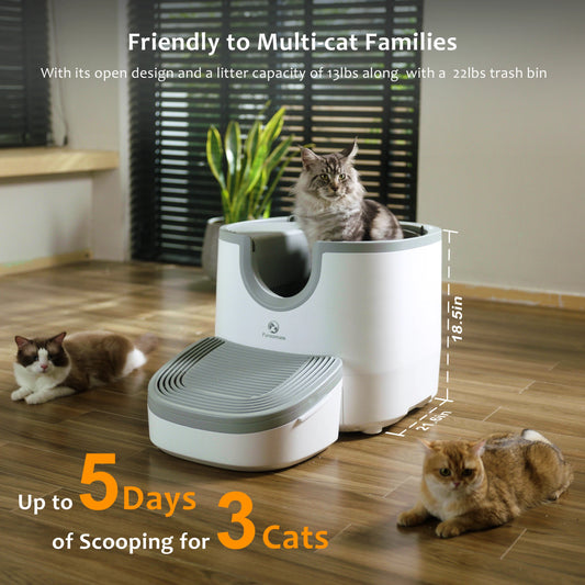 Furoomate Self-Cleaning Litter Box Open-Top Multi-Cat Design With High-Sensitivity Sensors