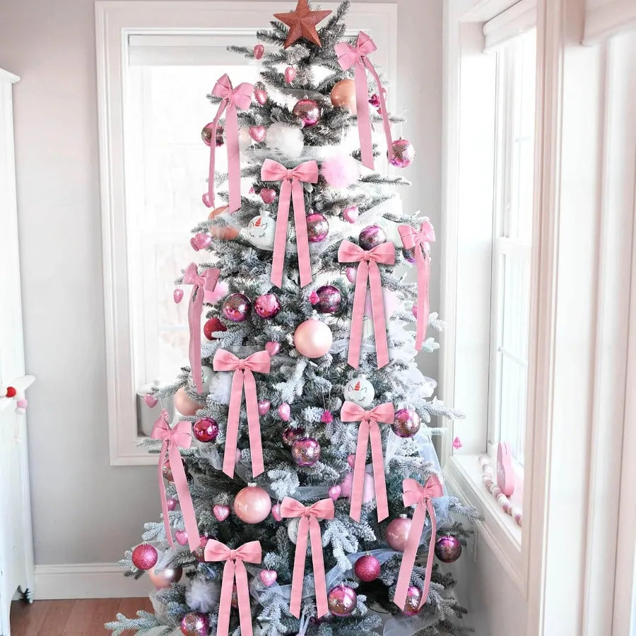 Velvet Christmas Tree Bows 12 Pack for Holiday Decor