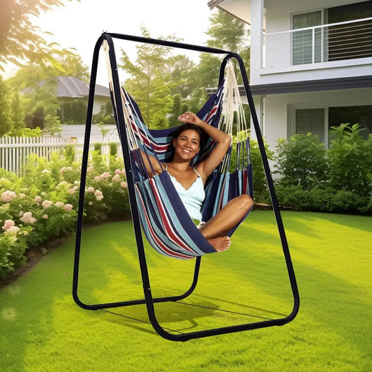 1Set A-shaped Swing Chair Basket, Strong Load Bearing Hammock Chair Stand, Stable Anti-deformed Swing Seat Metal Support Rack