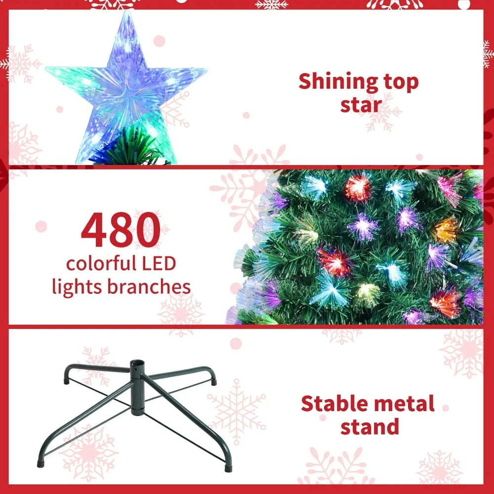 Artificial Pine Christmas Tree With Fiber Optic Branches And LED