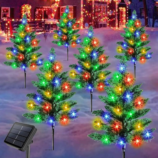 XMSJ 6 Pack Solar LED Christmas Trees Outdoor Decor