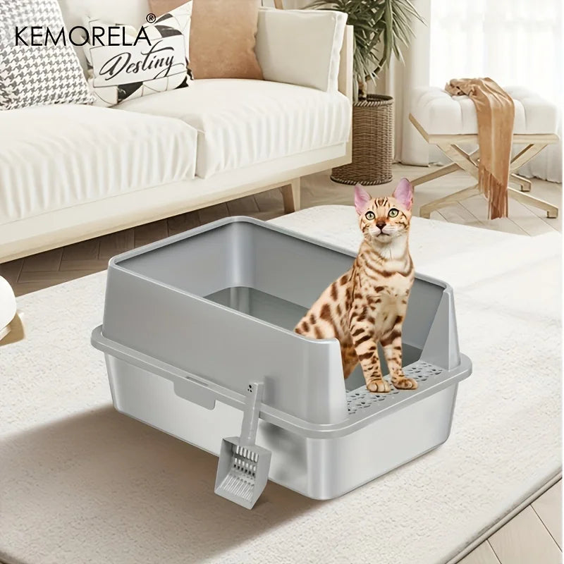 Super Large Stainless Steel Litter Box With Lid