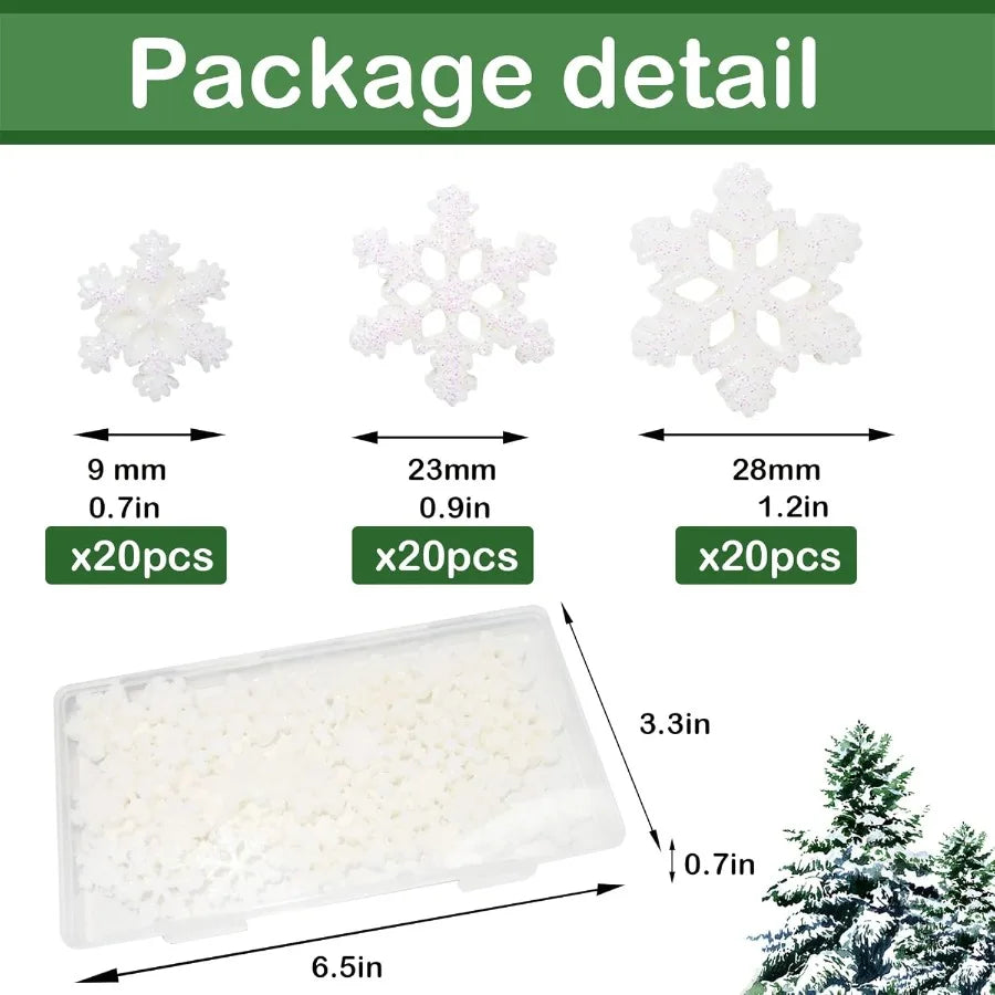 Glitter Plastic Snowflakes Embellishments For Christmas Crafts
