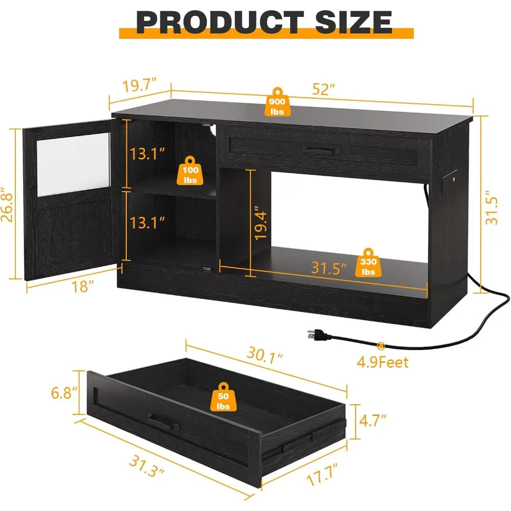 55 Gallon Fish Tank Stand, Fish Tank with Stand 55-75 Gallon, Aquarium Stand 55 Gallon with Drawer, Reptile Tank Stand with Powe