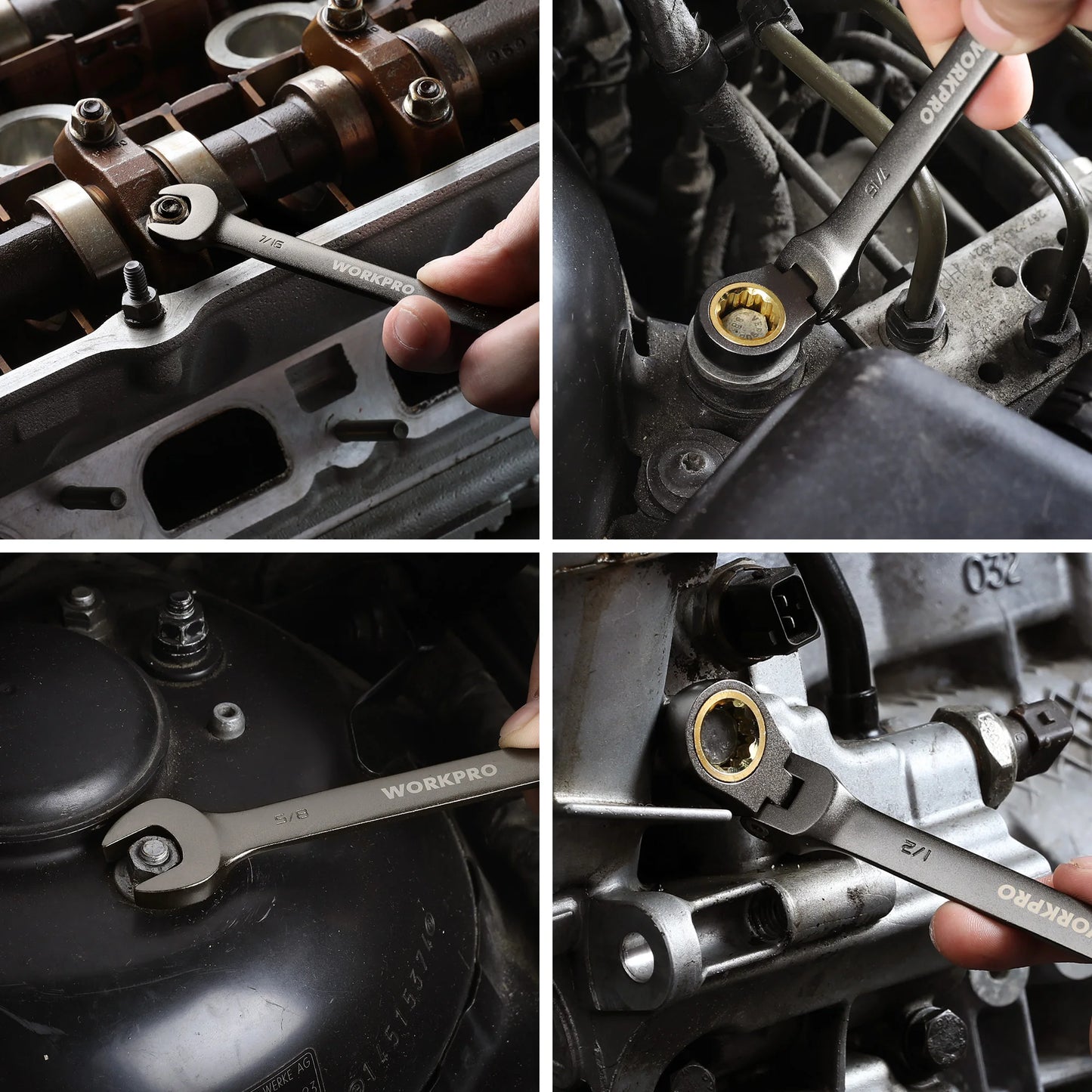 WORKPRO FlexHead Ratcheting Wrench Set 72 Teeth CRV