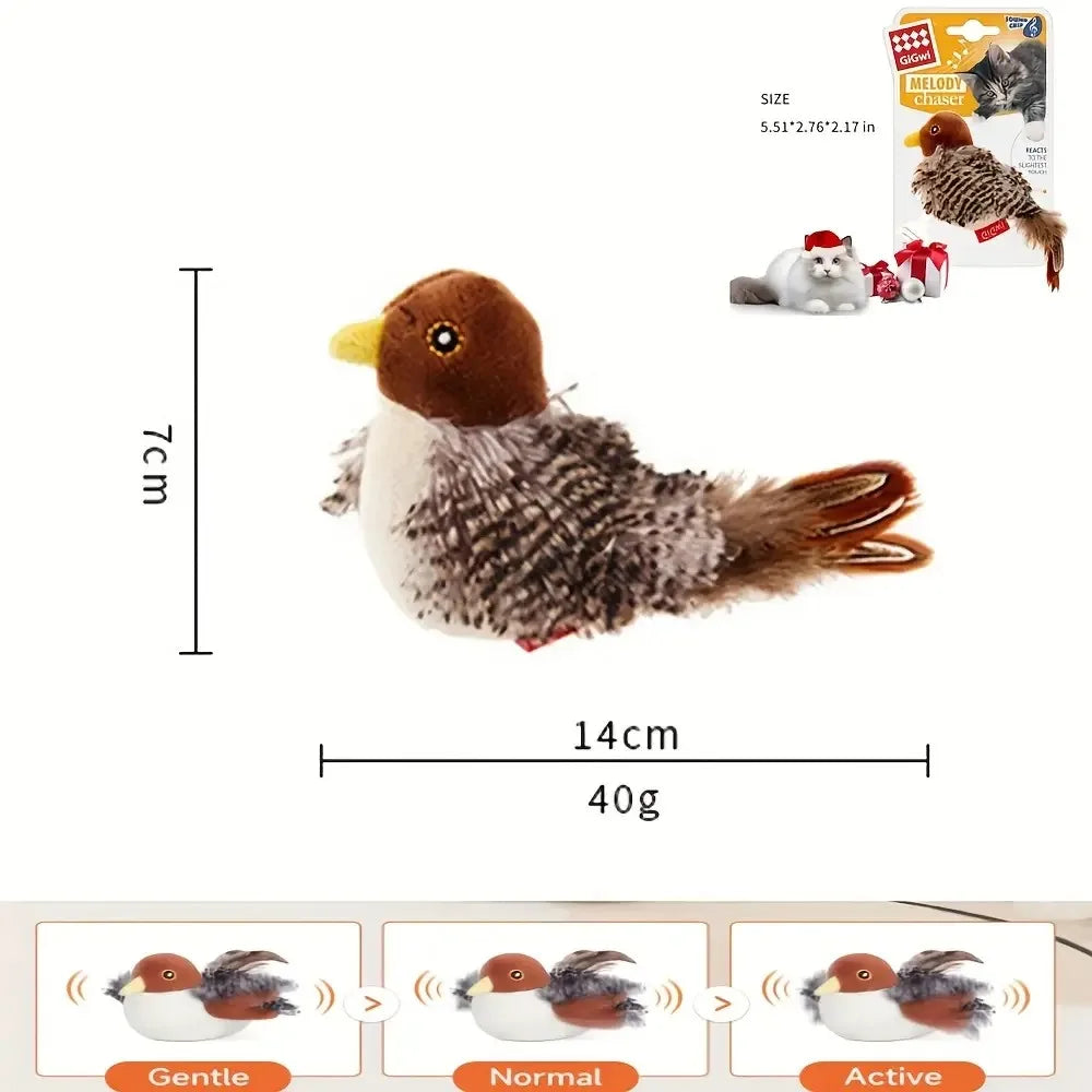 CN Guangdong InteractiveTouchActivated Flapping Bird Cat Toy Sparrow Chirping Sound