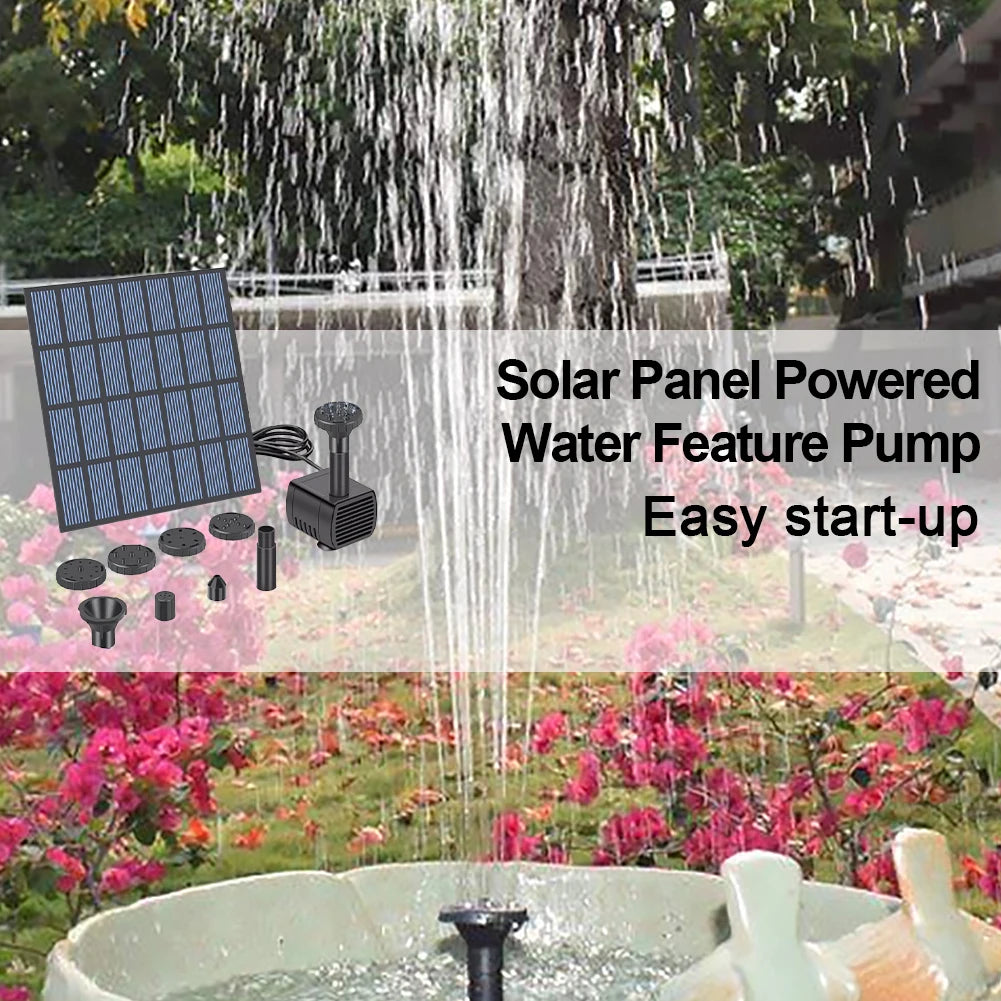 Solar Water Fountain Pump with Nozzles Solar Fountain Pond Pump Kit Solar Water Pump Kit for Garden Pool Pond Aquarium Fountain