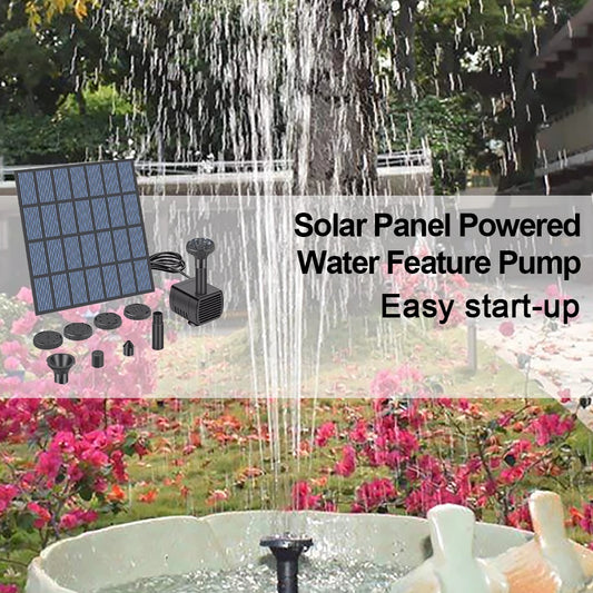 Solar Water Fountain Pump with Nozzles Solar Fountain Pond Pump Kit Solar Water Pump Kit for Garden Pool Pond Aquarium Fountain