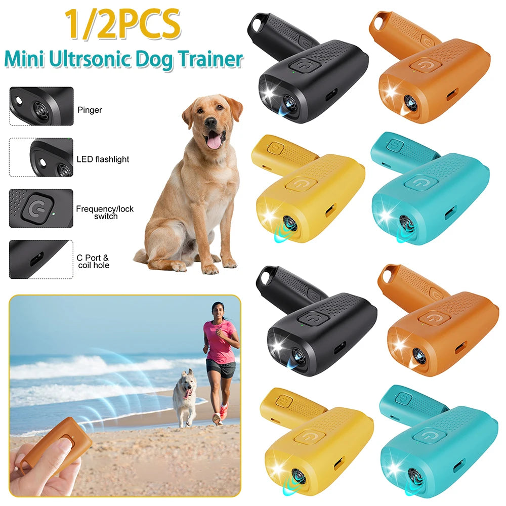 MOJOYCE CommercialGradeUltrasonicDogTrainingDevice Rechargeable Type C LED Flashlight Bark Deterrent