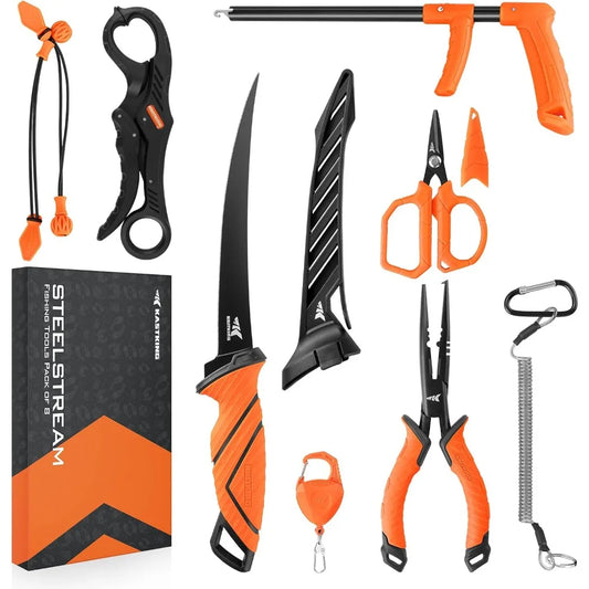 Hign-concerned KastKing SteelStream Eight Piece Fishing Tool Kit Includes Pliers