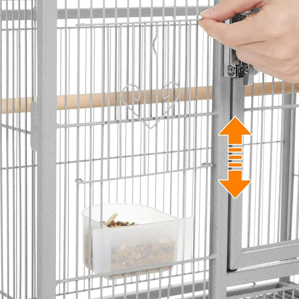 CommercialGradeAllMetal Iron Parrot Cage With Integrated Stand For Multiple Birds