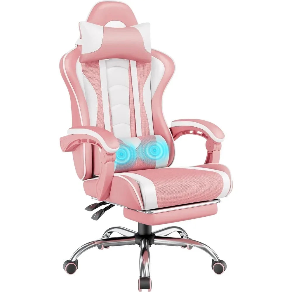 Ergonomics Gaming Chair With Massage Lumbar Support Footrest