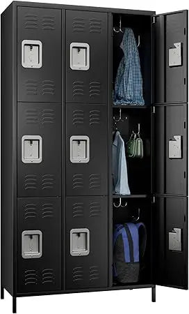 Locker Organizer with 9 Doors, Metal Lockers for Employees, Storage Steel Organizer for School, Metal Storage Cabinet for Gym, O