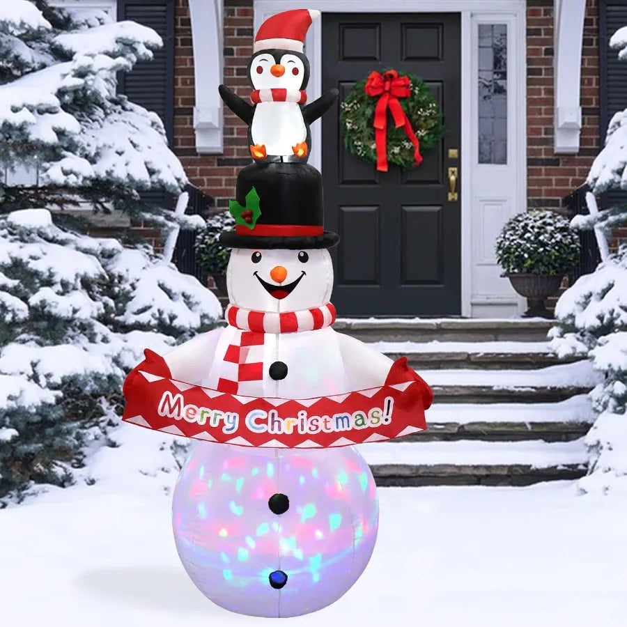 Hign-concerned Snowman Inflatable With Rotating LED Lights Outdoor