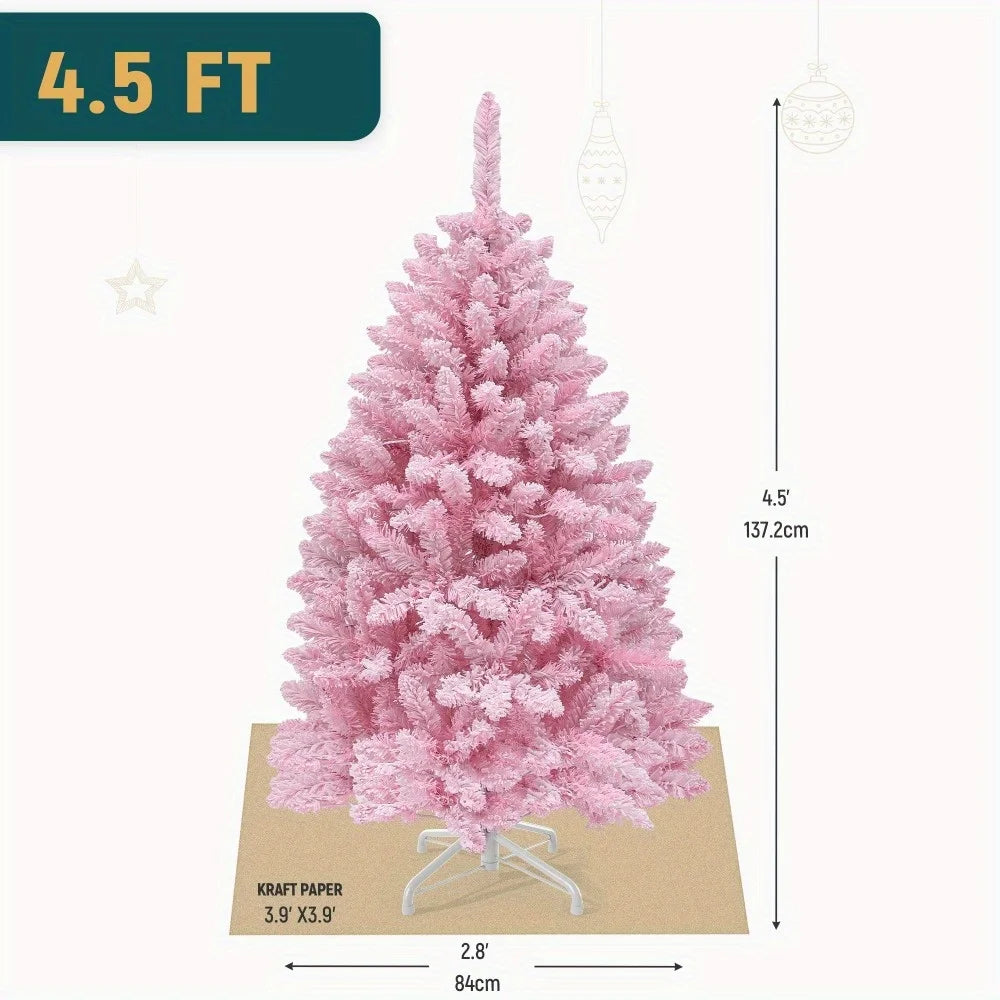 Pre-Lit Artificial Christmas Tree Flocked Spruce 400 PVC Tips 200 Lights