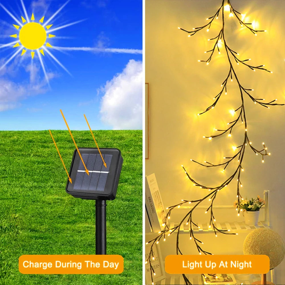 WELPUR Outdoor Solar String Lights Tree And Vine Garland