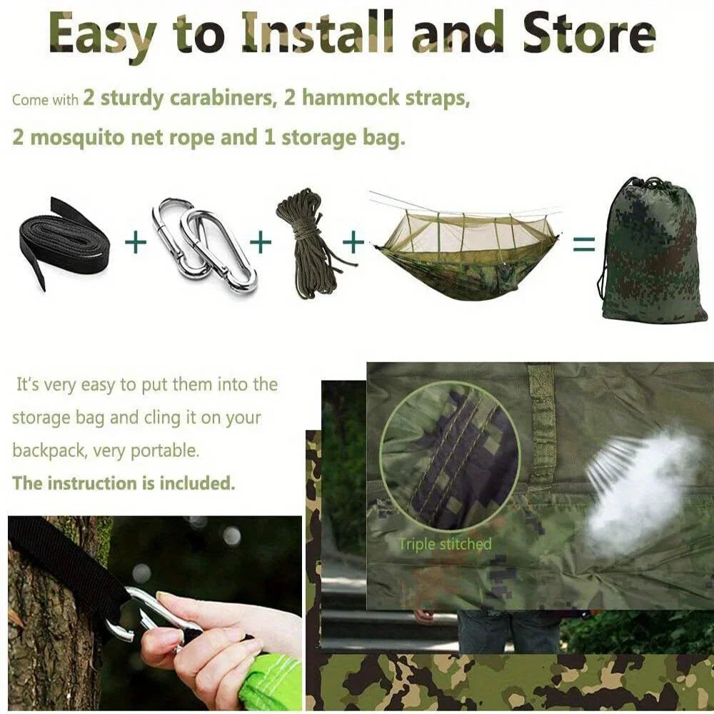 660lbs Portable Double Person Camping Hammock Tent with Mosquito Net Hanging Bed