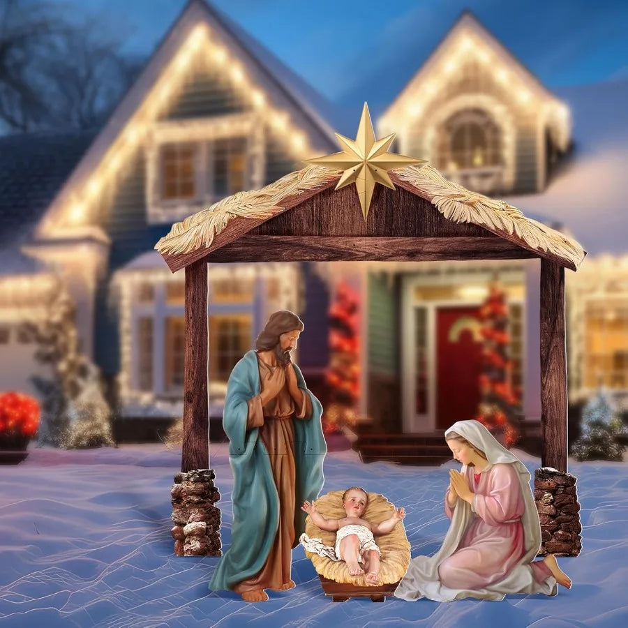 Hign-concerned Outdoor Nativity Scene Holy Family Decoration Set