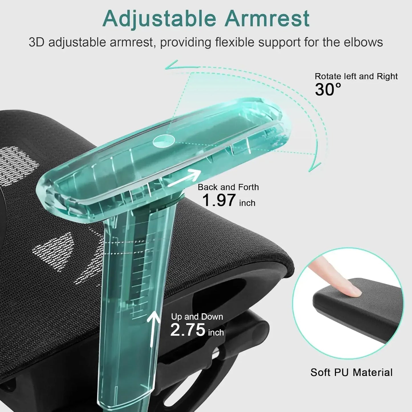 XMSJ Swivel Ergonomic High Back Mesh Office Chair Footrest