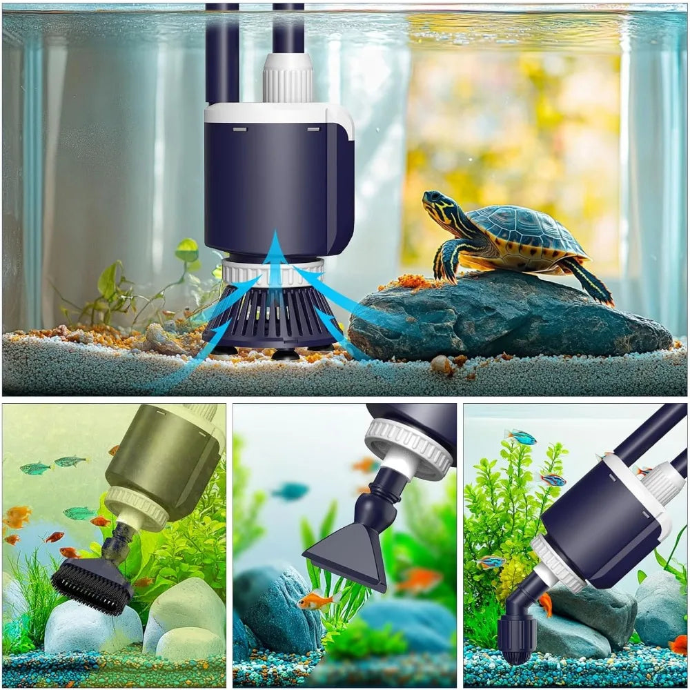 Hign-concerned AQQA Fish Tank Cleaner Adjustable Flow Gravel Vacuum MultiFiltrationPurifier
